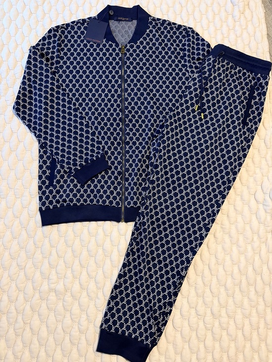 Louis Vuitton Other - Louis Vuitton Navy & White Monogram Knit with Gold Accent
